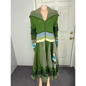 Hag Rags Women's Sweater One size Cardigan Zip Cloak Hippie Cashmere Patchwork